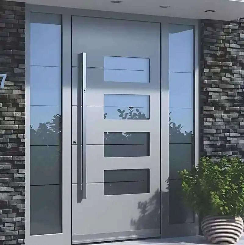 İzmit merkezde bir mağaza için Kocaeli PEN tarafından uygulanan, antrasit renkli, geniş camlı, fotoselli alüminyum giriş kapısı.