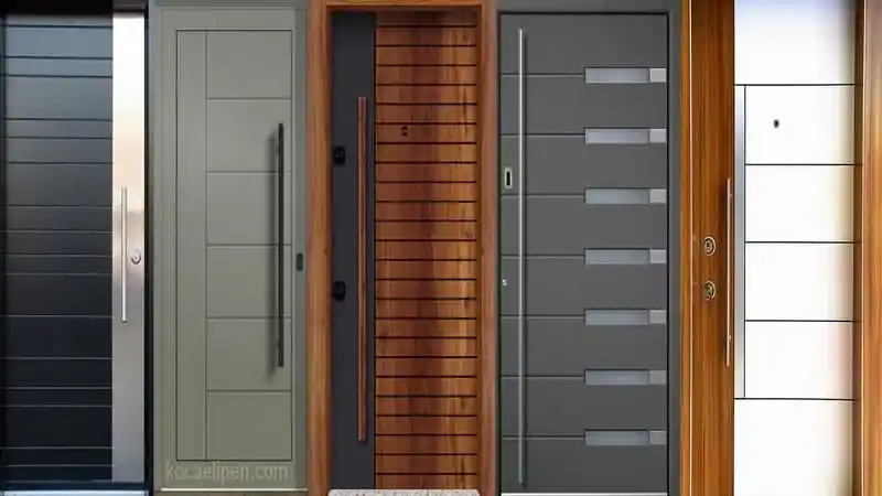 Kocaeli'de modern bir apartman dairesi için Kocaeli PEN tarafından montajı yapılmış, antrasit renkli, aynalı ve çelik rozetli lüks çelik kapı