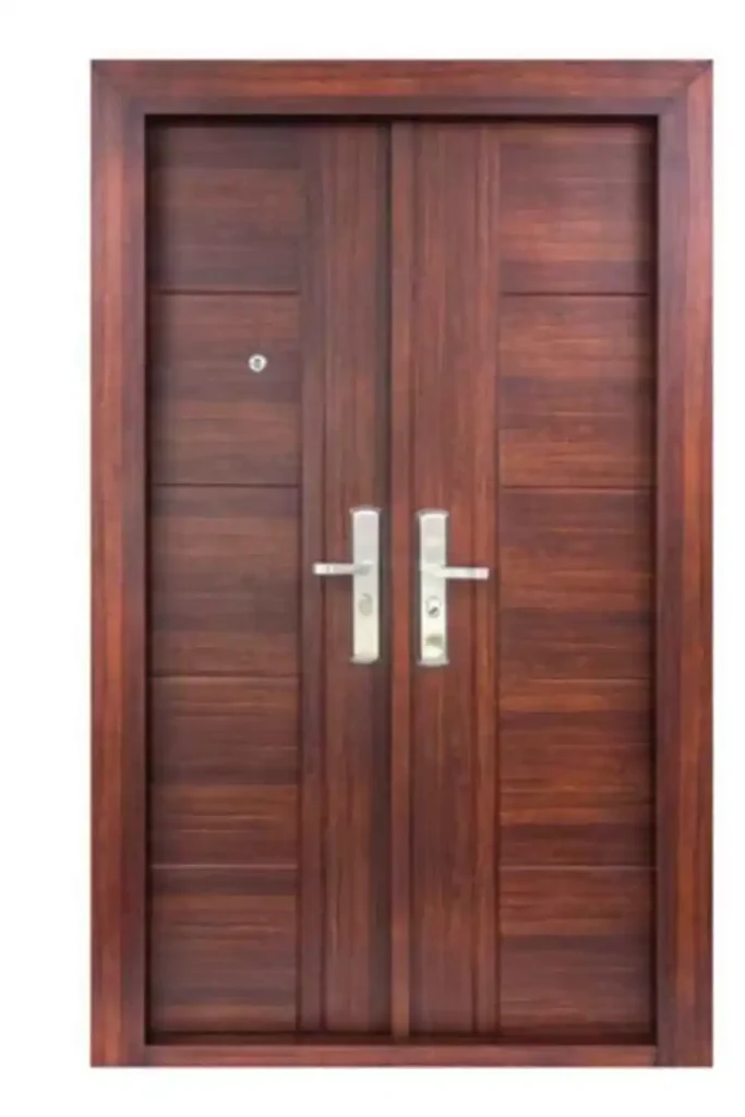 Kocaeli'de modern bir apartman dairesi için Kocaeli PEN tarafından montajı yapılmış, antrasit renkli, aynalı ve çelik rozetli lüks çelik kapı