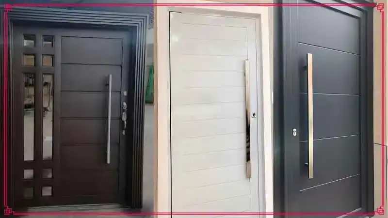 Kocaeli'de modern bir apartman dairesi için Kocaeli PEN tarafından montajı yapılmış, antrasit renkli, aynalı ve çelik rozetli lüks çelik kapı