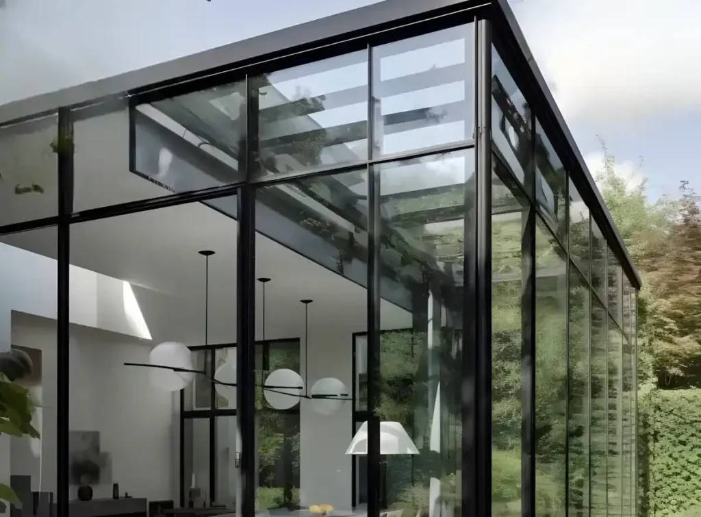 Villa için ısıcamlı, modern alüminyum profilli kış bahçesi ve cam tavanlar