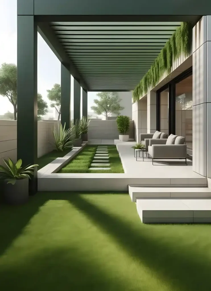 Kocaeli uzaktan kumandalı, LED aydınlatmalı, açılır-kapanır tavanlı modern pergola tente sistemi.