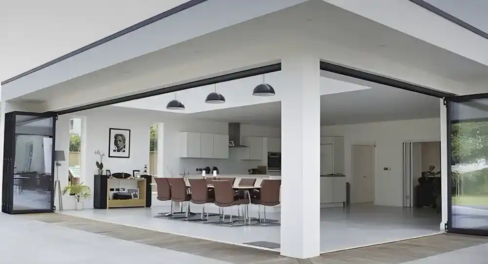 Kocaeli uzaktan kumandalı, LED aydınlatmalı, açılır-kapanır tavanlı modern pergola tente sistemi.