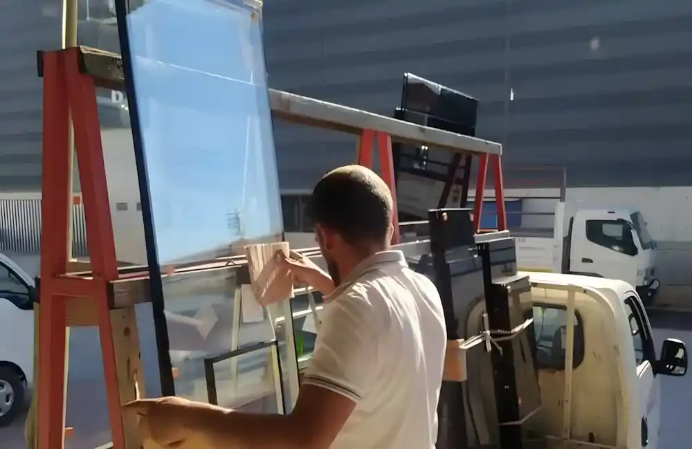 İzmit Ahşap Görünümlü PVC Kapı ahşap görünümlü Egepen PVC dış kapı montajı yapılan bina görünümü